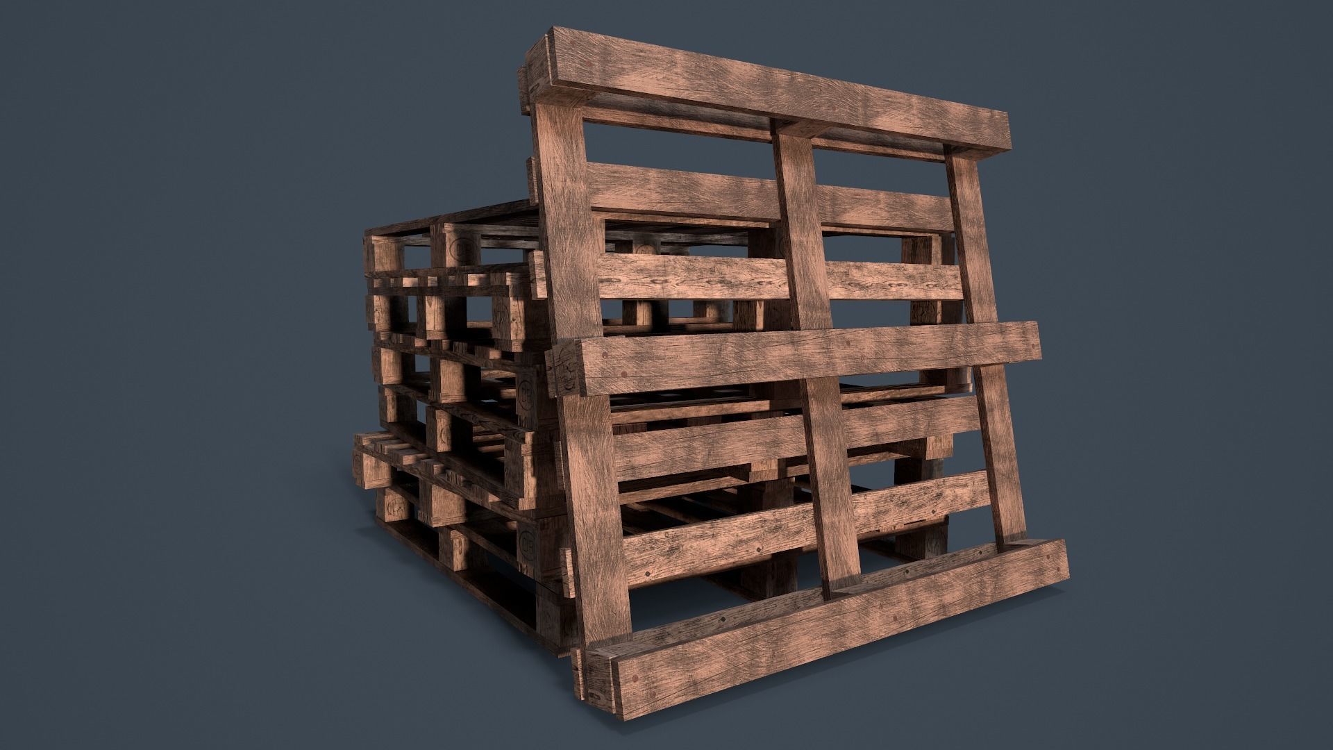 Stack of Pallets Low-poly 3D model_8
