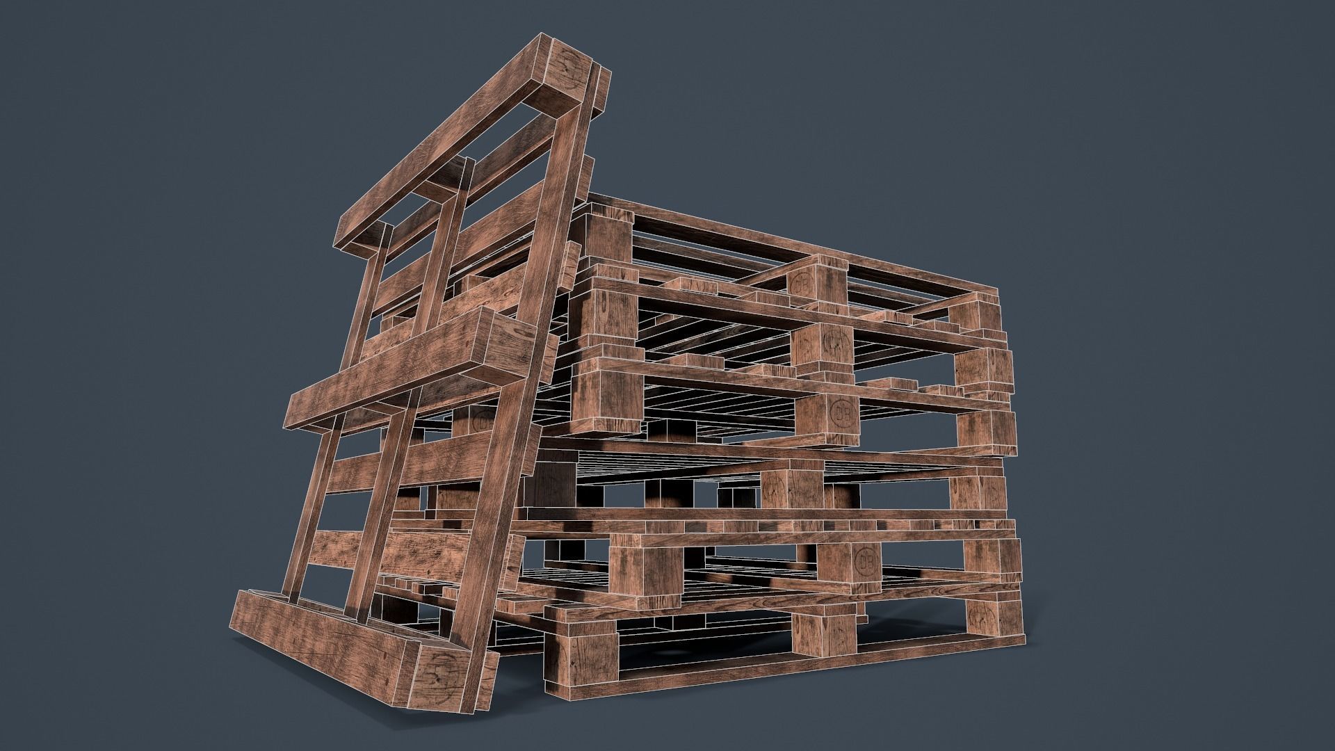 Stack of Pallets Low-poly 3D model_12
