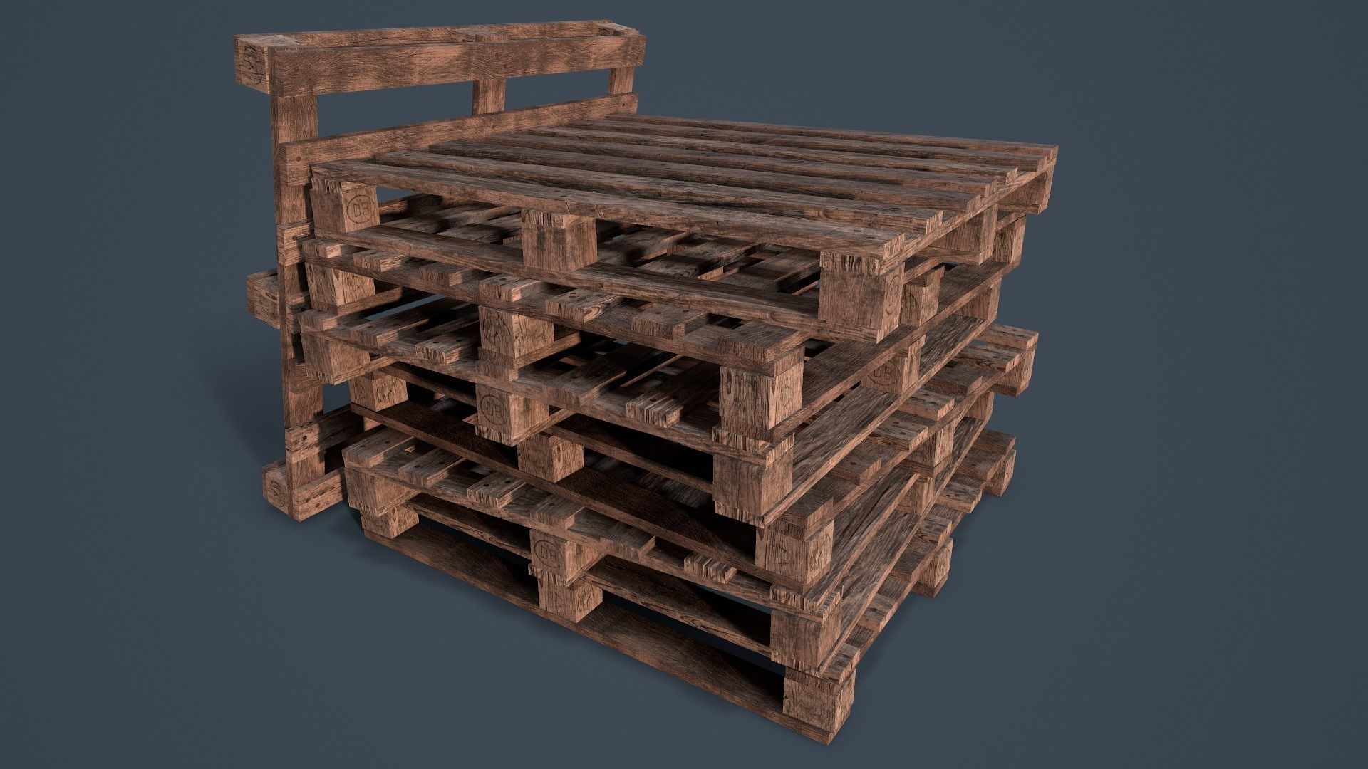 Stack of Pallets Low-poly 3D model_4