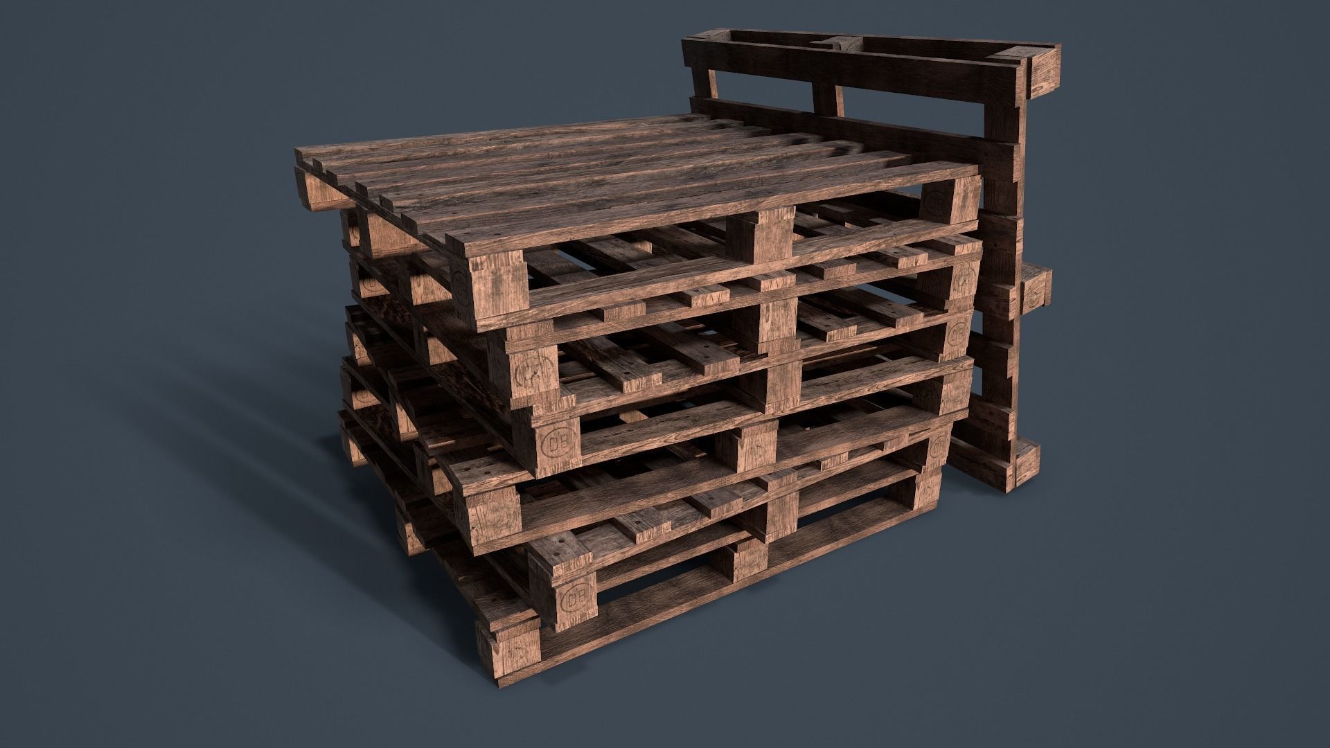 Stack of Pallets Low-poly 3D model_5