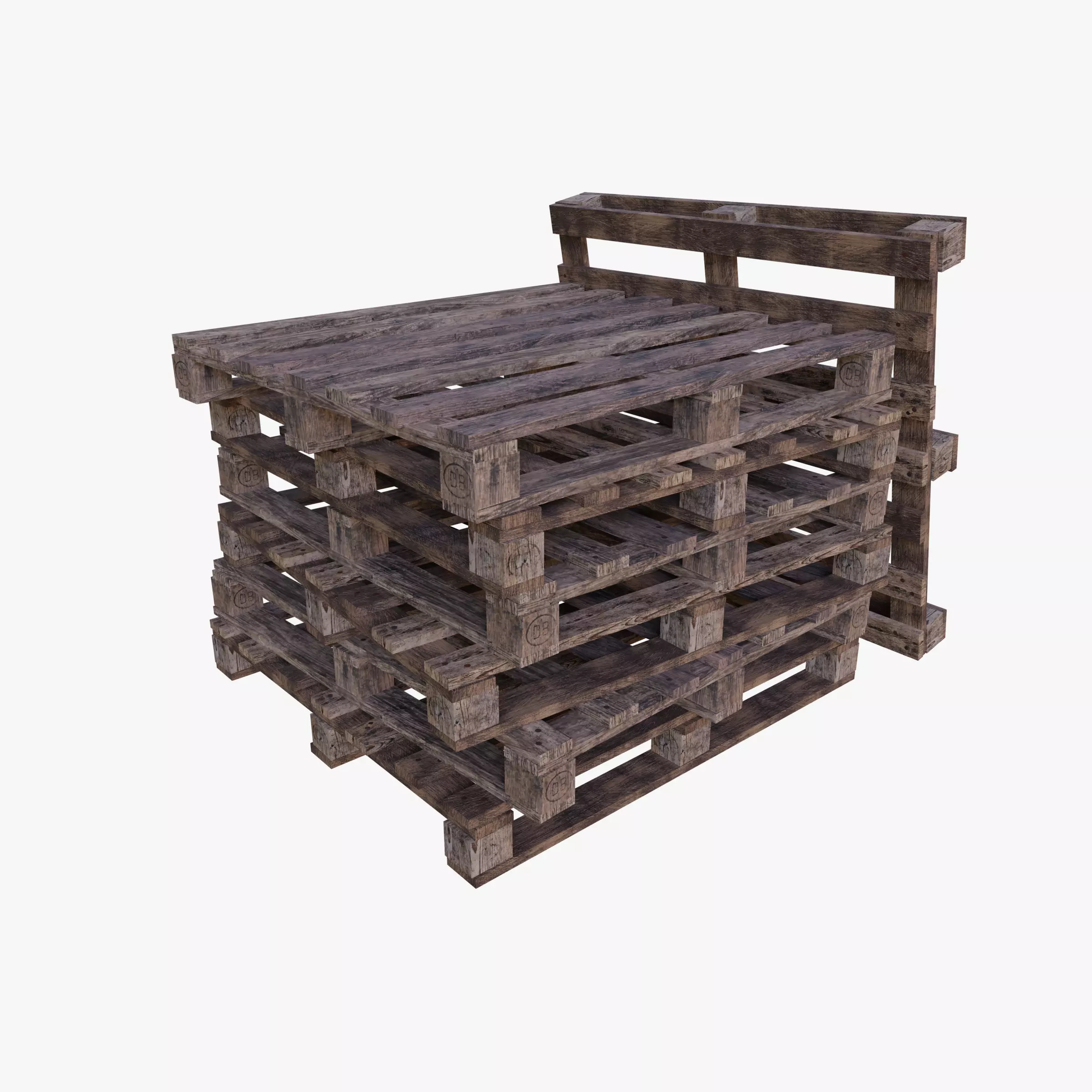 Stack of Pallets Low-poly 3D model_0