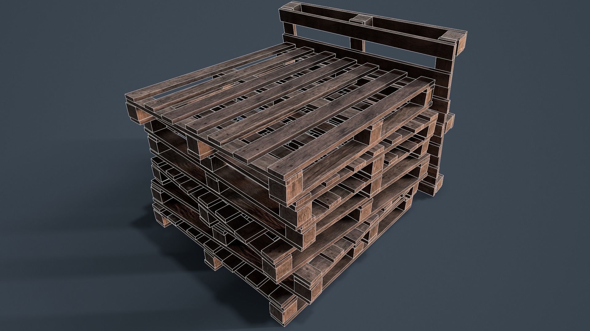 Stack of Pallets Low-poly 3D model_10