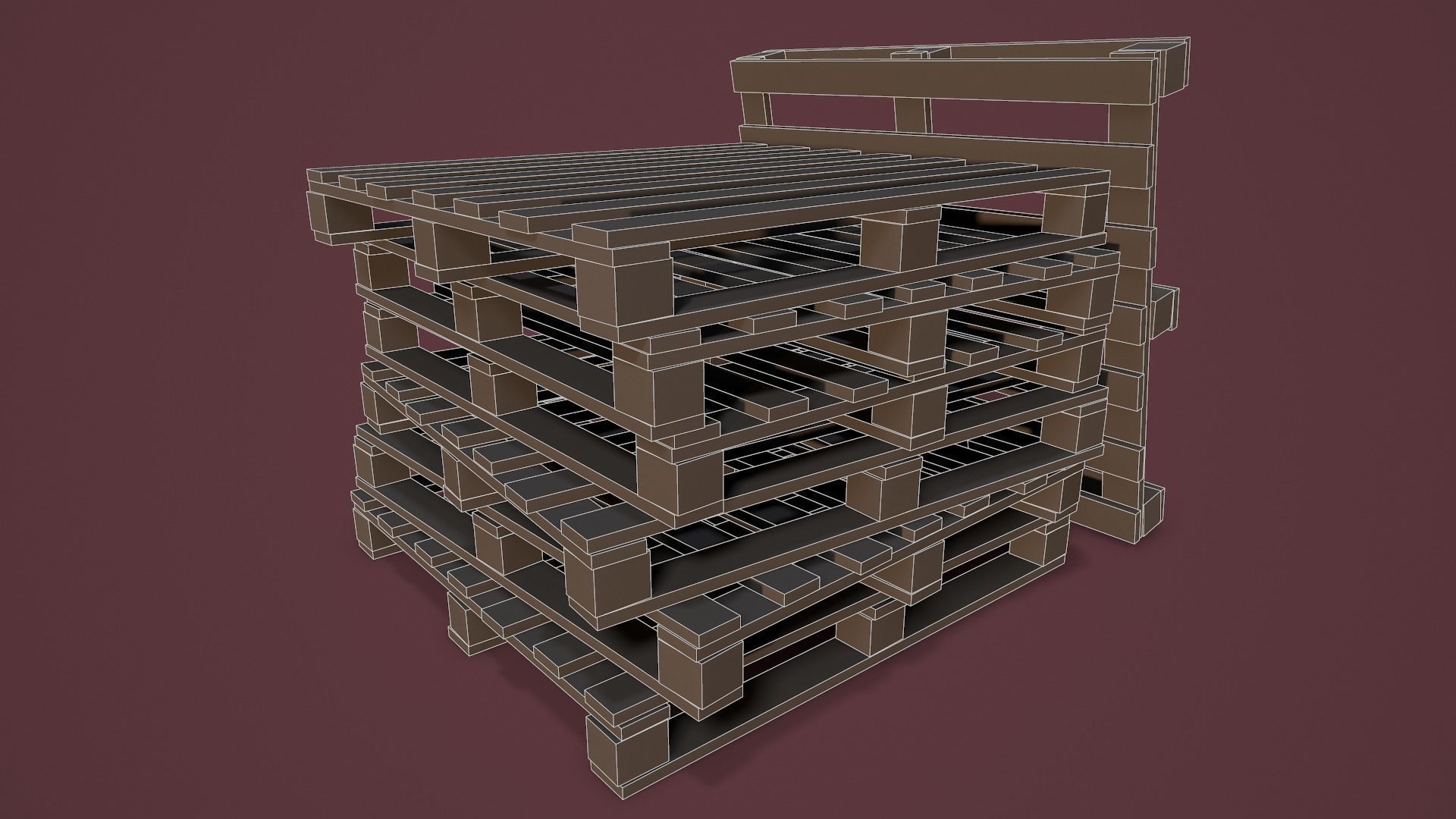 Stack of Pallets Low-poly 3D model_15