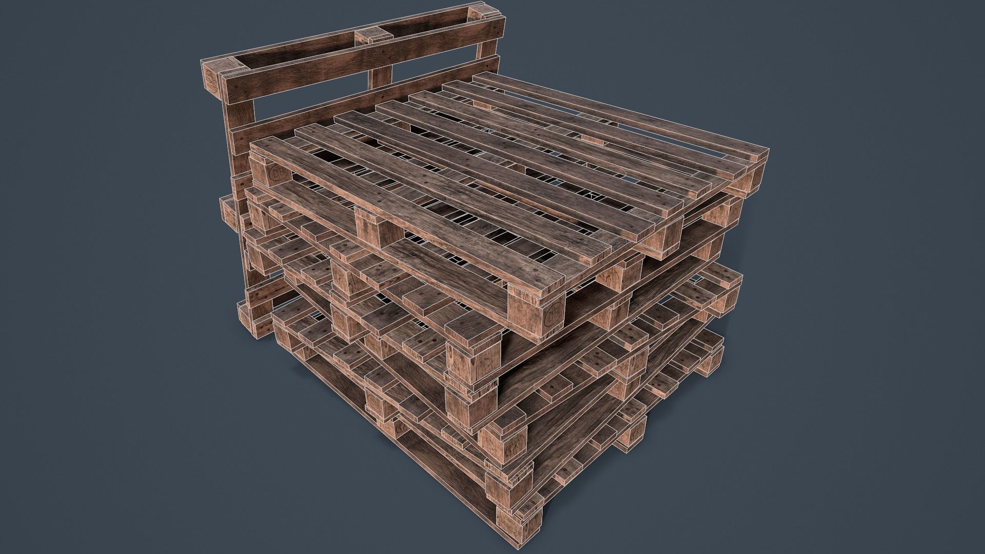 Stack of Pallets Low-poly 3D model_11