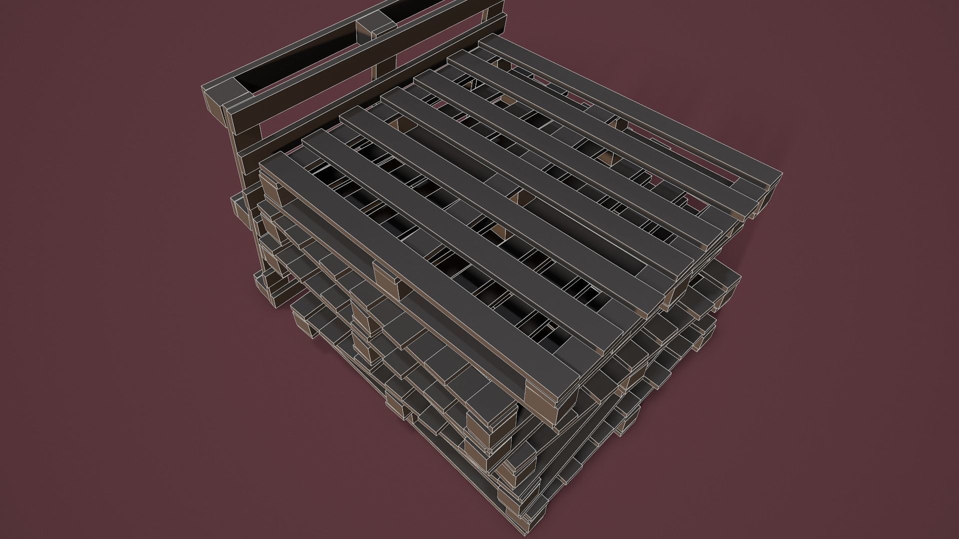 Stack of Pallets Low-poly 3D model_17
