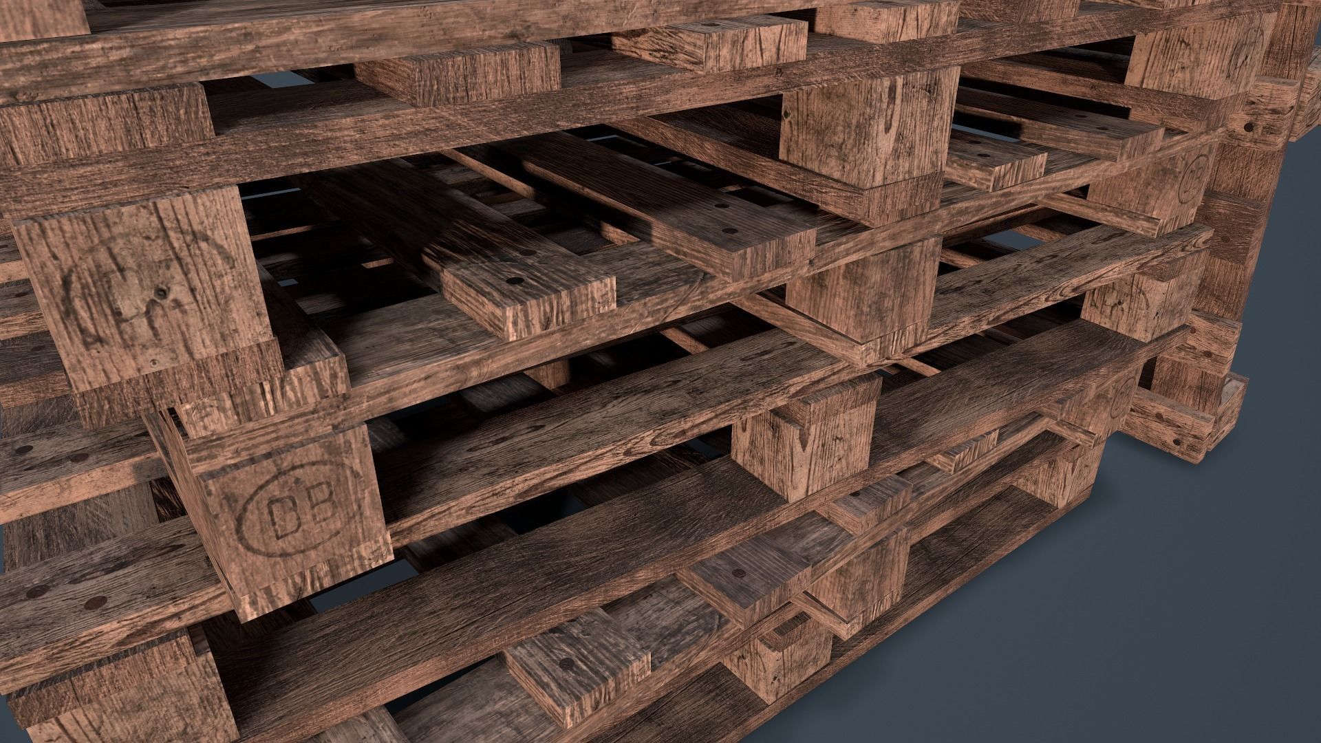 Stack of Pallets Low-poly 3D model_6
