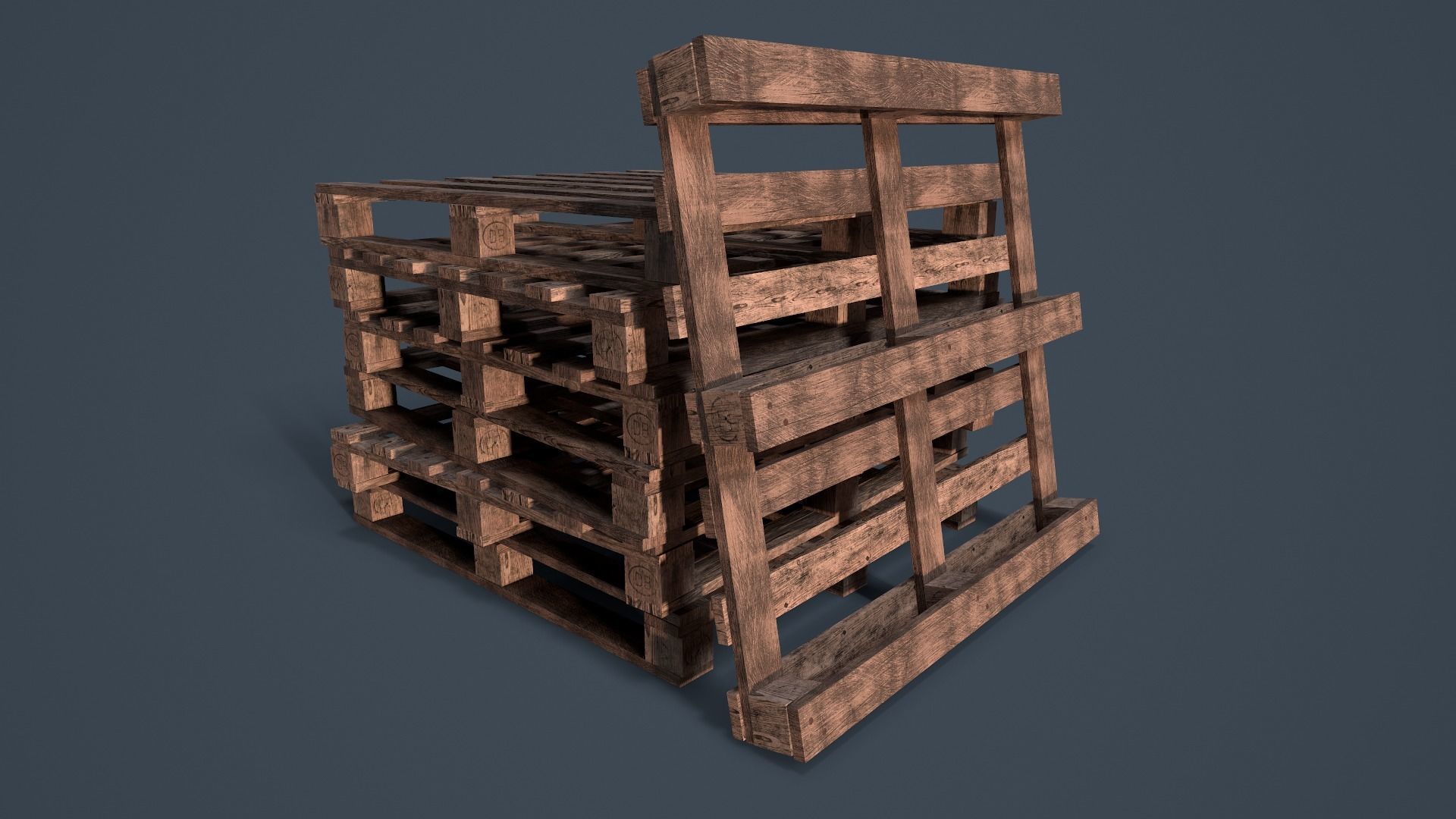 Stack of Pallets Low-poly 3D model_3