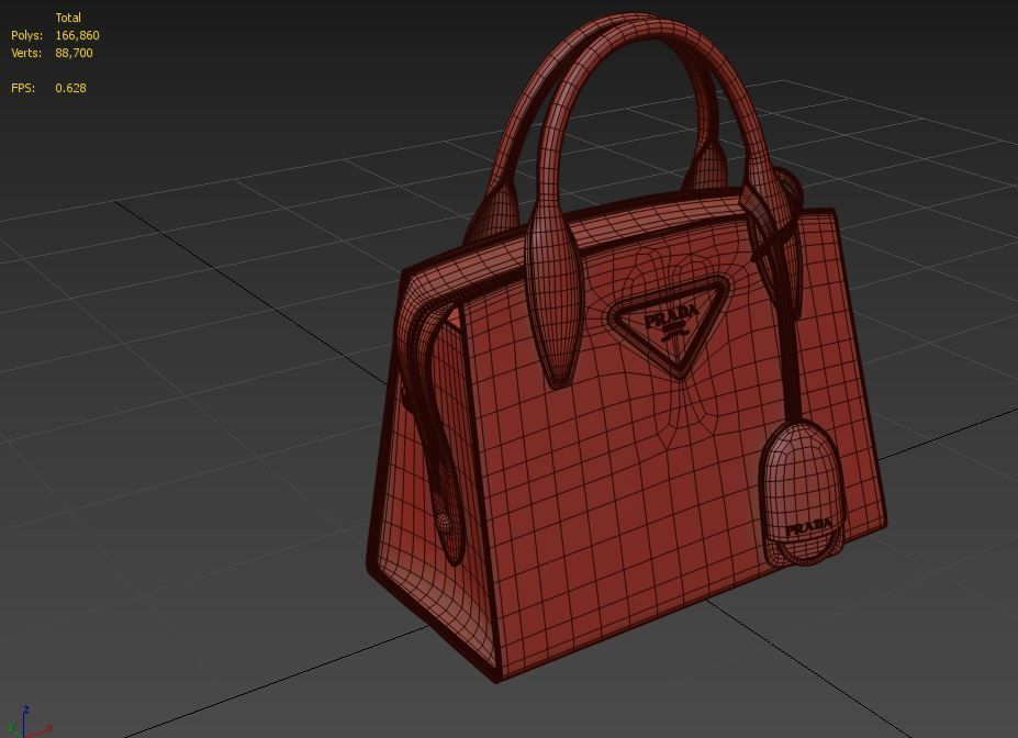 handbag prada bag leather Low-poly 3D model_12