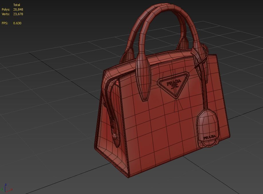 handbag prada bag leather Low-poly 3D model_11