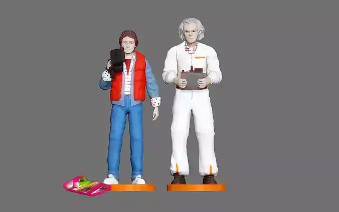 MARTY MCFLY DOC EMIT BROWN BACK TO THE FUTURE FIGURINE MINIATURE 3D print model
