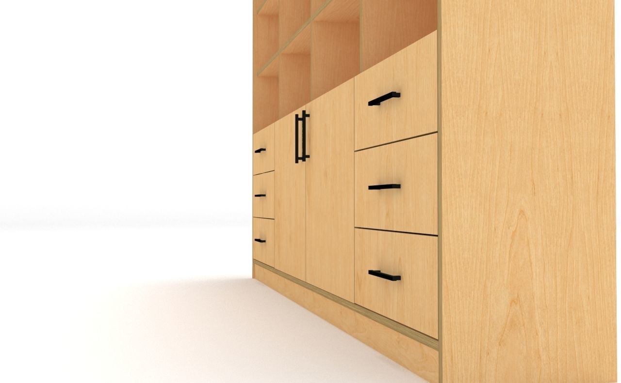 lowpoly bookshelf 4 cover2 drawer6 plywood Low-poly 3D model_14