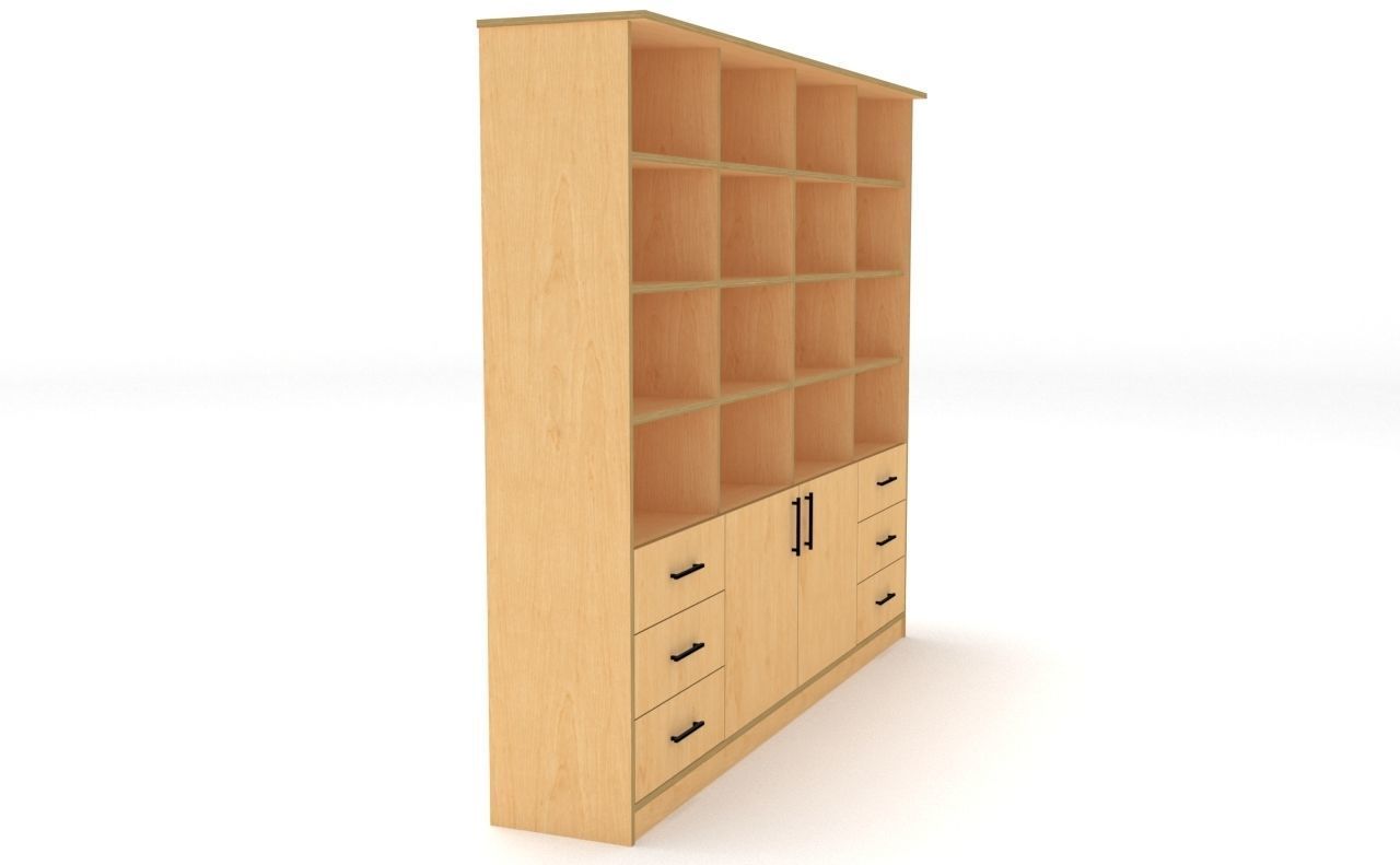 lowpoly bookshelf 4 cover2 drawer6 plywood Low-poly 3D model_4