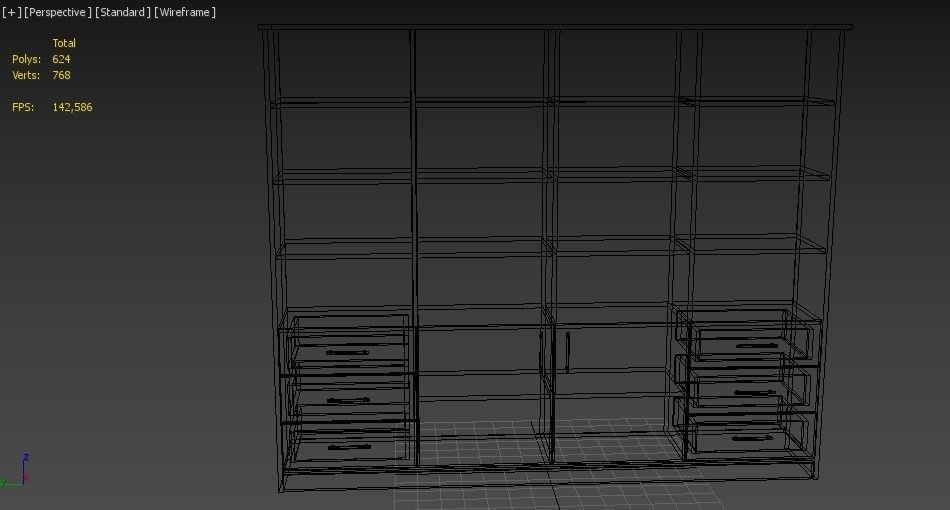 lowpoly bookshelf 4 cover2 drawer6 plywood Low-poly 3D model_21