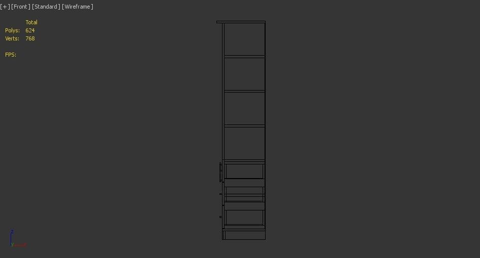 lowpoly bookshelf 4 cover2 drawer6 plywood Low-poly 3D model_24