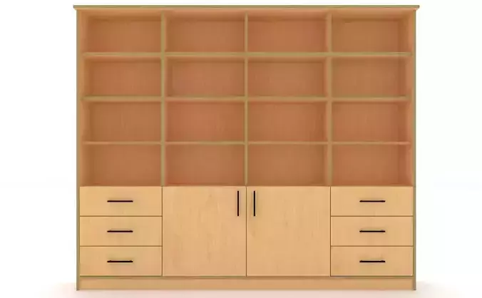 lowpoly bookshelf 4 cover2 drawer6 plywood