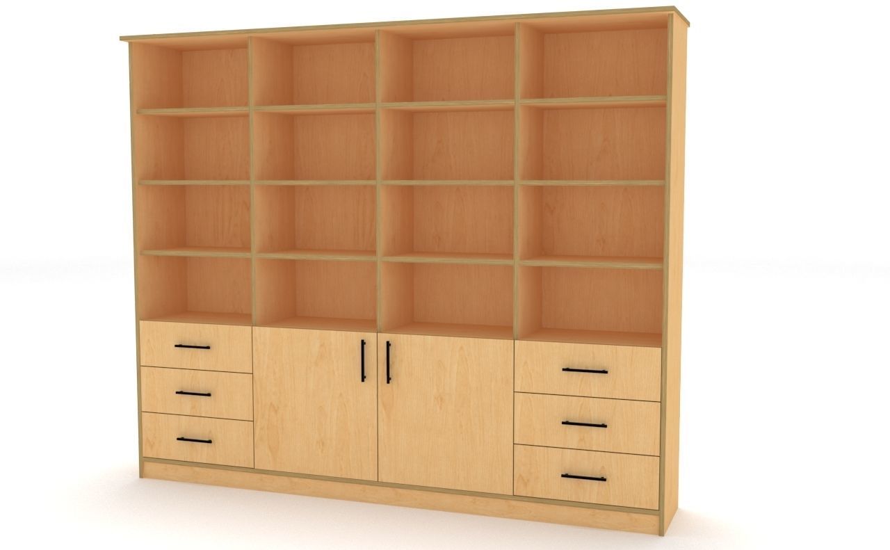 lowpoly bookshelf 4 cover2 drawer6 plywood Low-poly 3D model_5