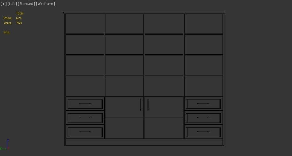 lowpoly bookshelf 4 cover2 drawer6 plywood Low-poly 3D model_23