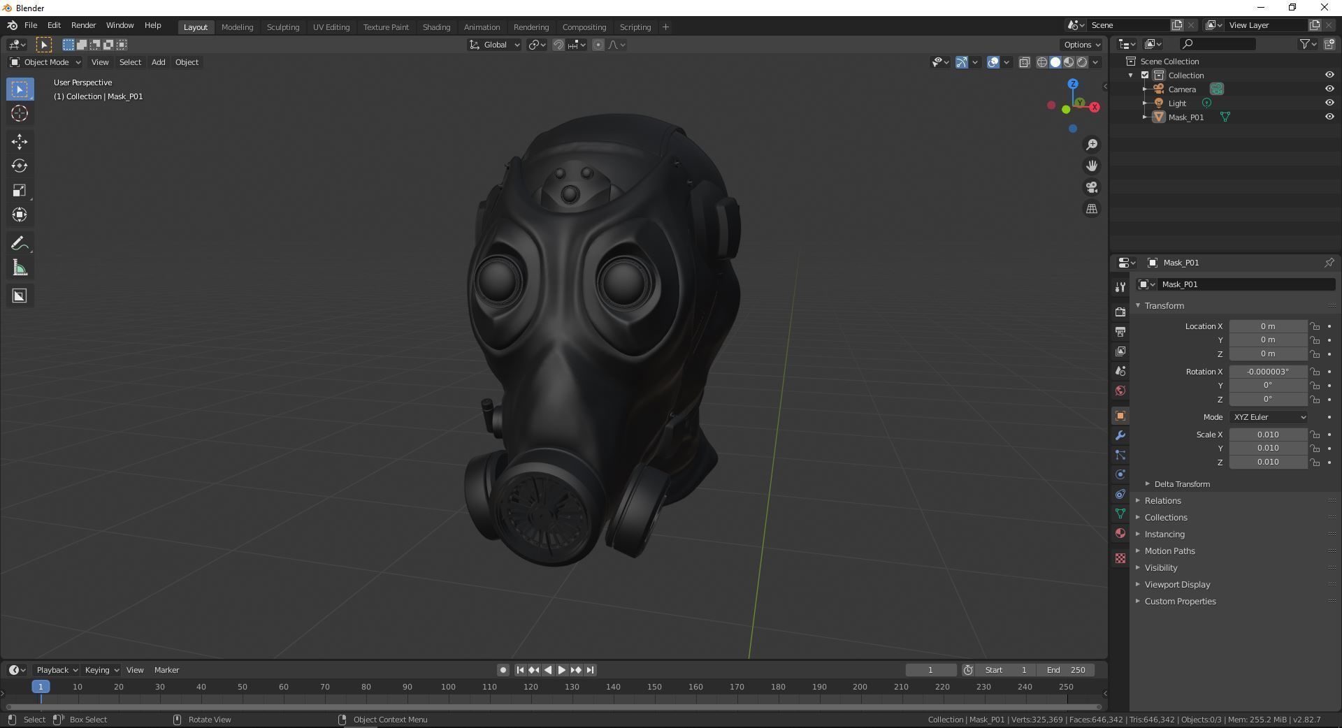 Gas mask character head 3D model_13