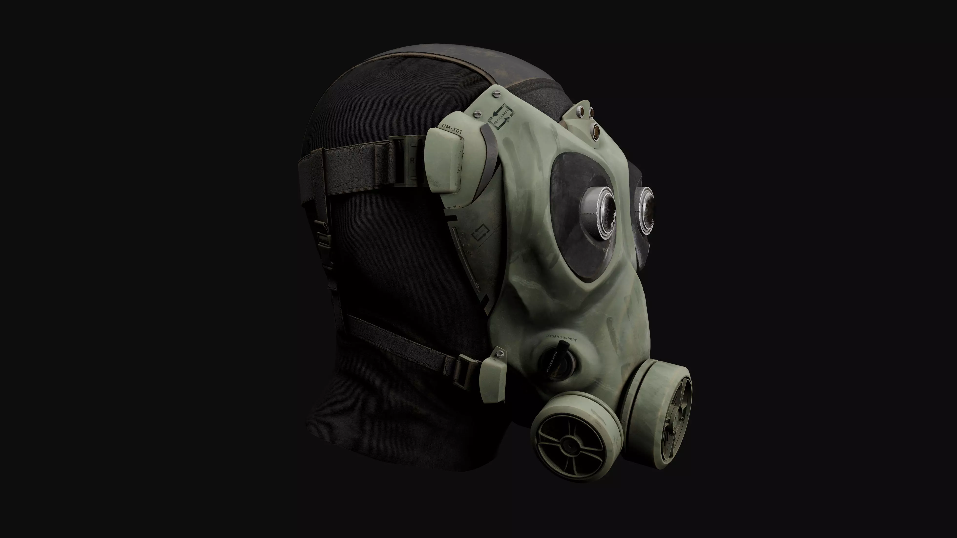 Gas mask character head 3D model_0