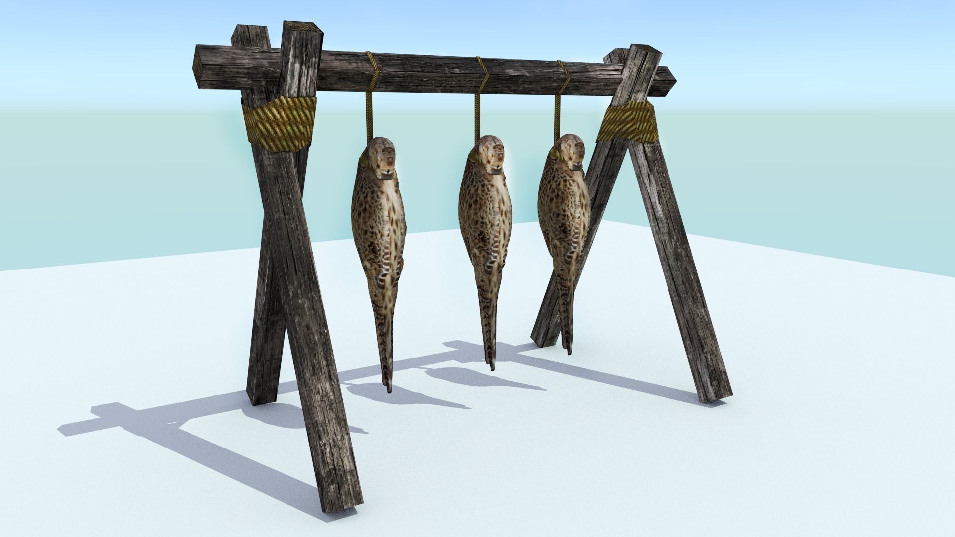 Hanging Birds Low-poly 3D model_0