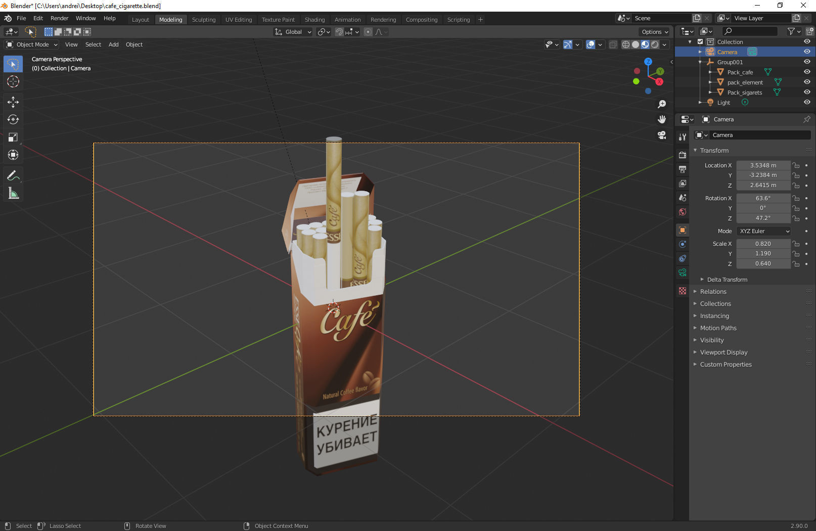Cigarette Esse Cafe Low-poly 3D model_10