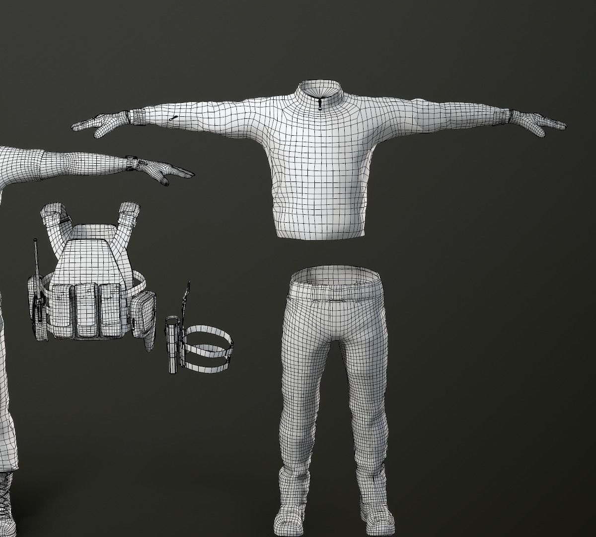 Modular PMC Character Low-poly 3D model_32