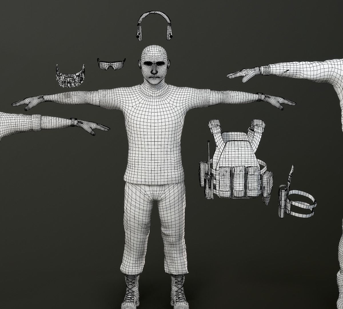 Modular PMC Character Low-poly 3D model_33