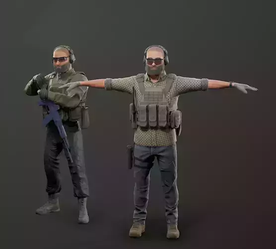 Modular PMC Character Low-poly 3D model