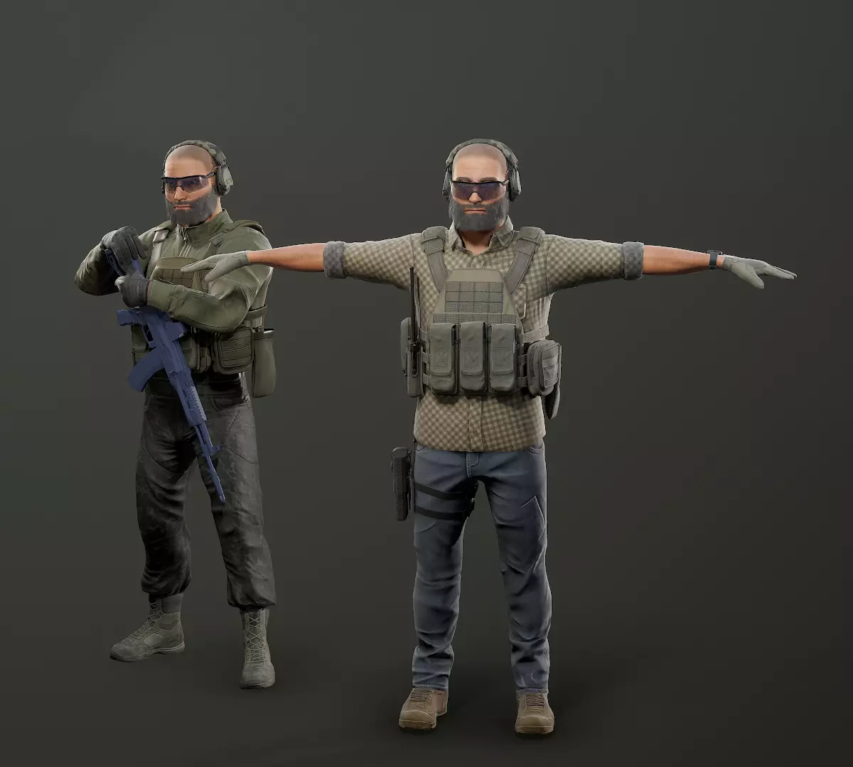 Modular PMC Character Low-poly 3D model_0