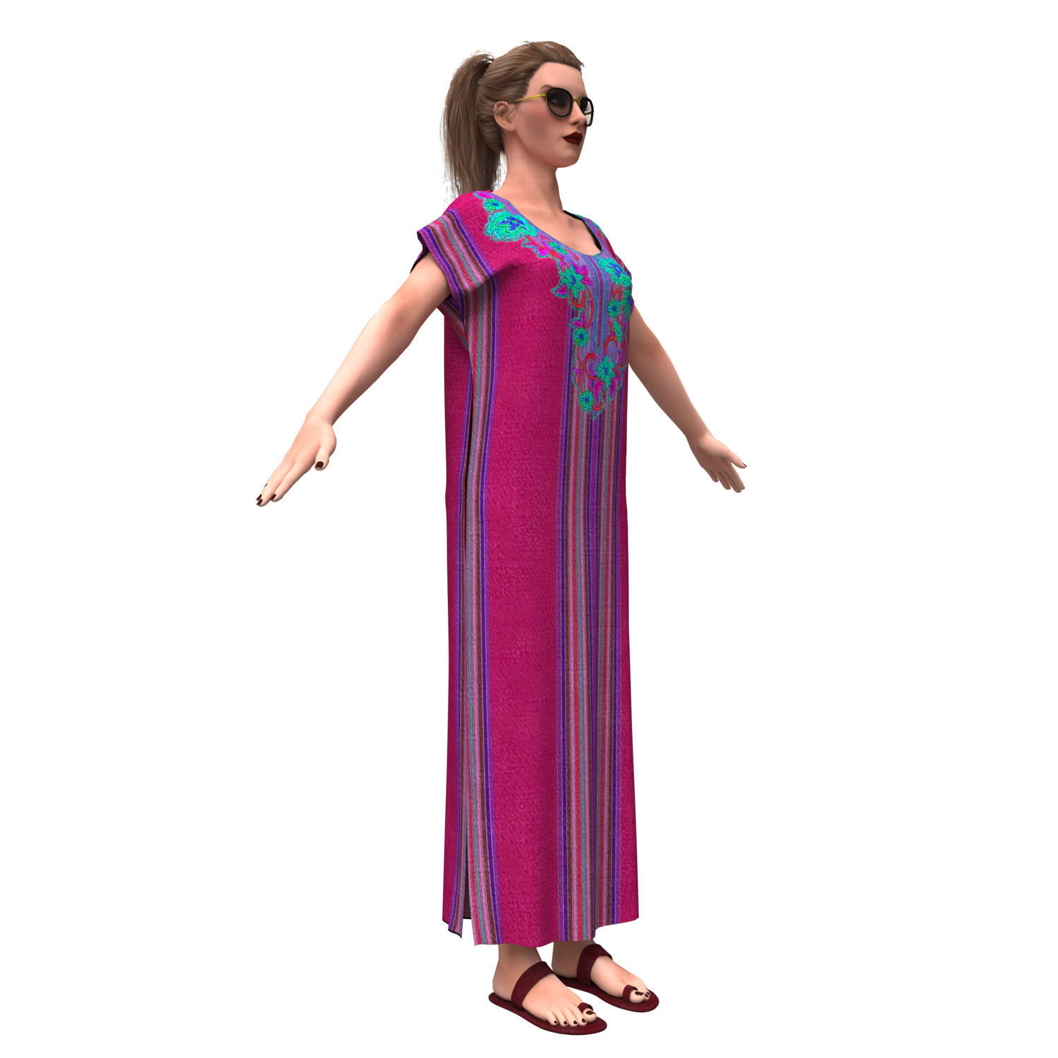 3d realistic female with clothing arabic faracha 3D model_5