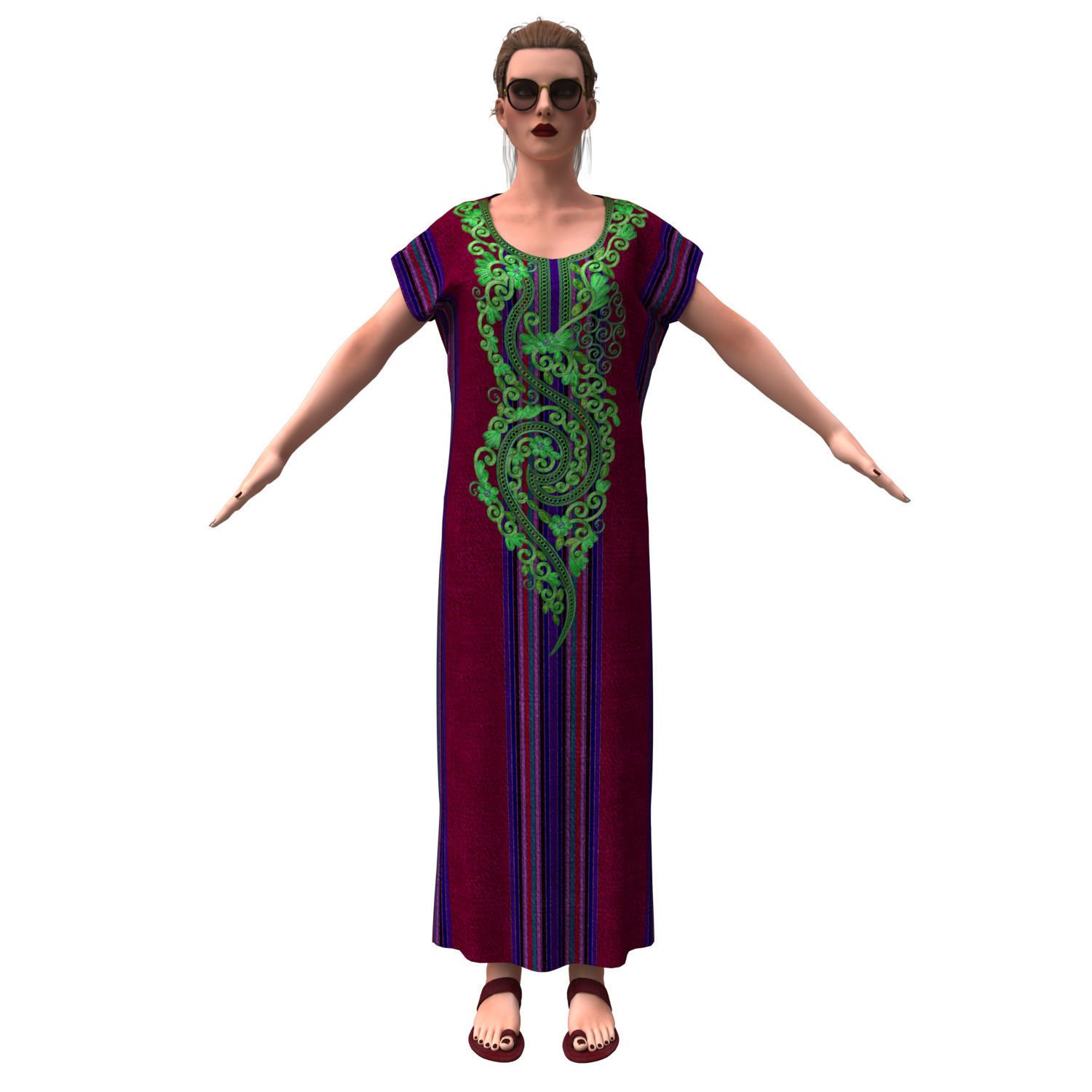 3d realistic female with clothing arabic faracha 3D model_2
