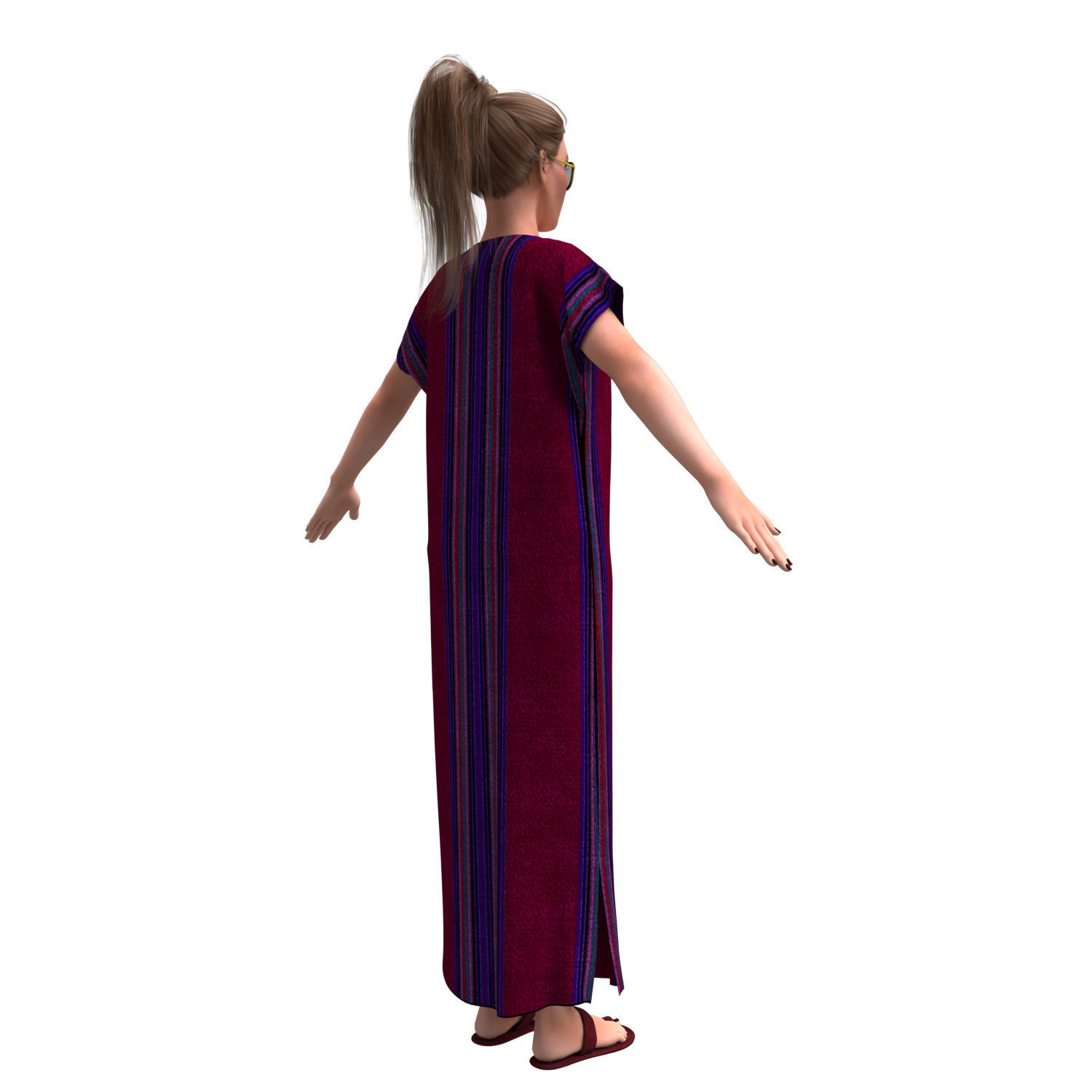 3d realistic female with clothing arabic faracha 3D model_7