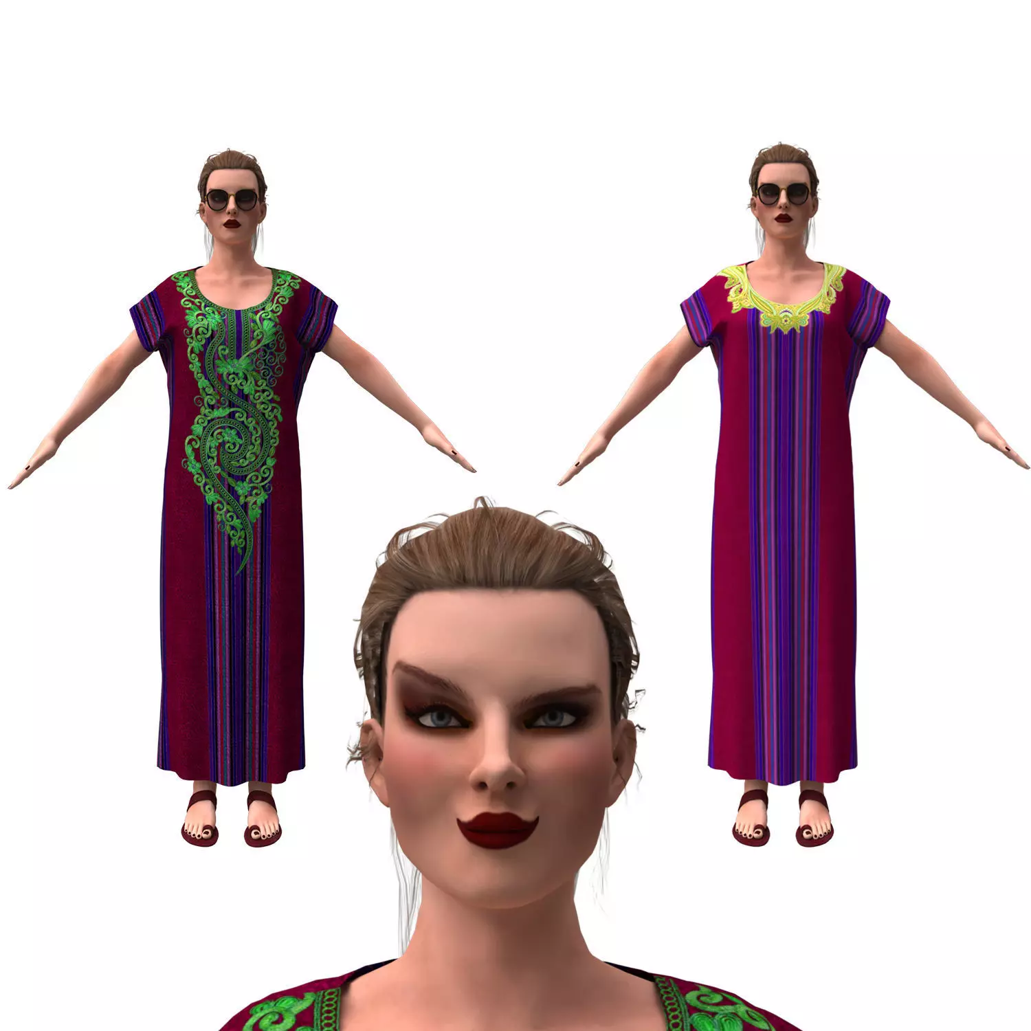 3d realistic female with clothing arabic faracha 3D model_0