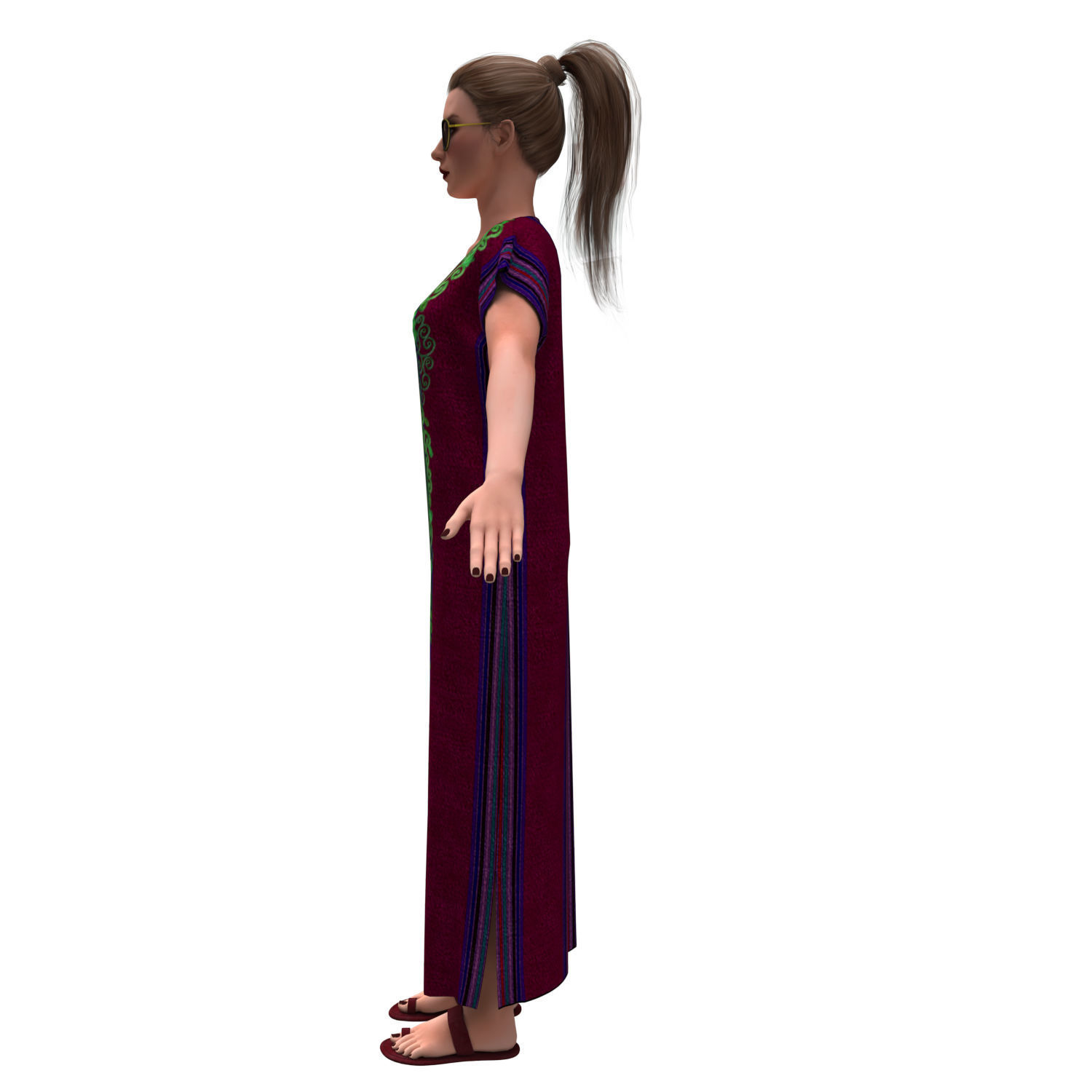 3d realistic female with clothing arabic faracha 3D model_13