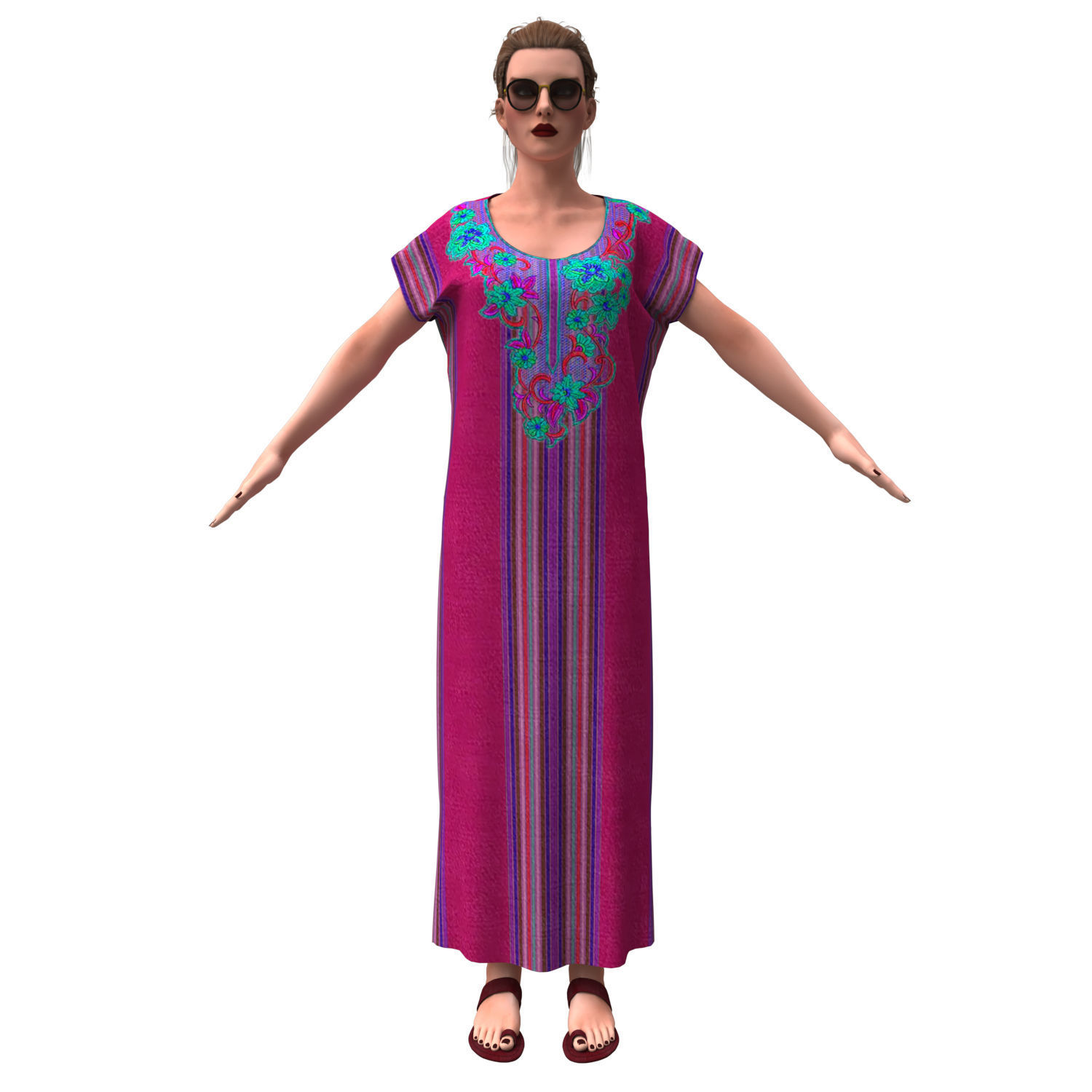 3d realistic female with clothing arabic faracha 3D model_3