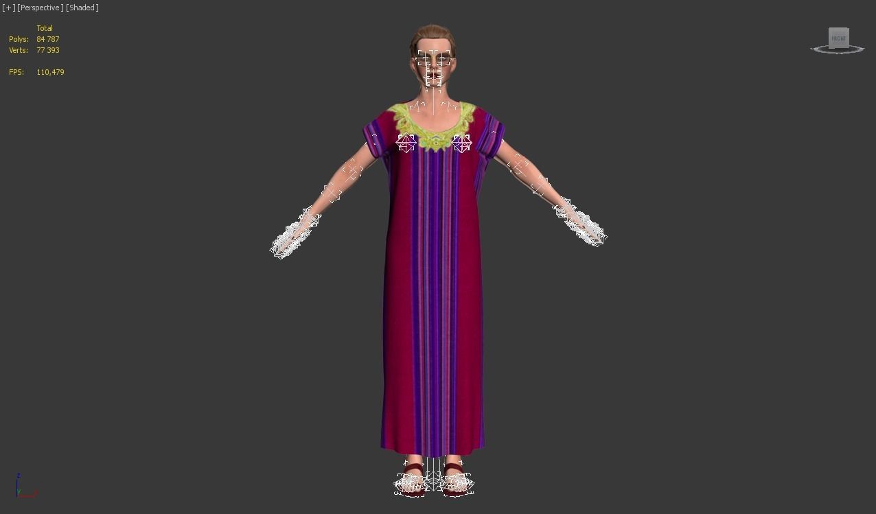 3d realistic female with clothing arabic faracha 3D model_18