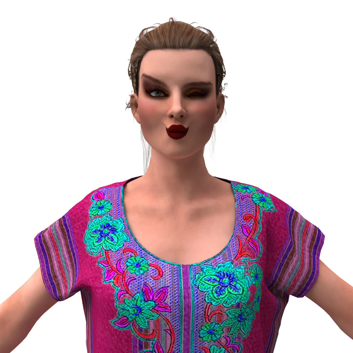 3d realistic female with clothing arabic faracha 3D model_11