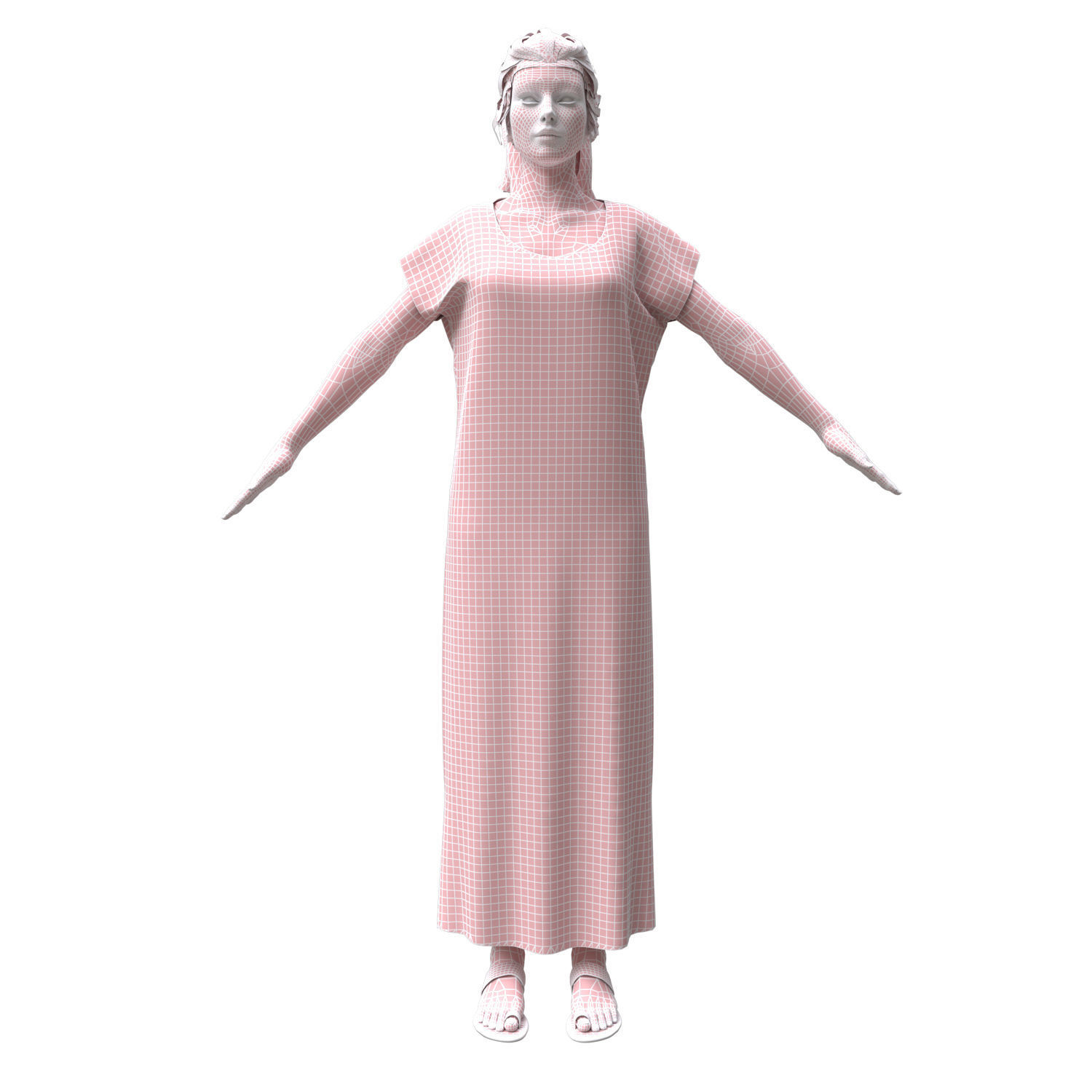 3d realistic female with clothing arabic faracha 3D model_16