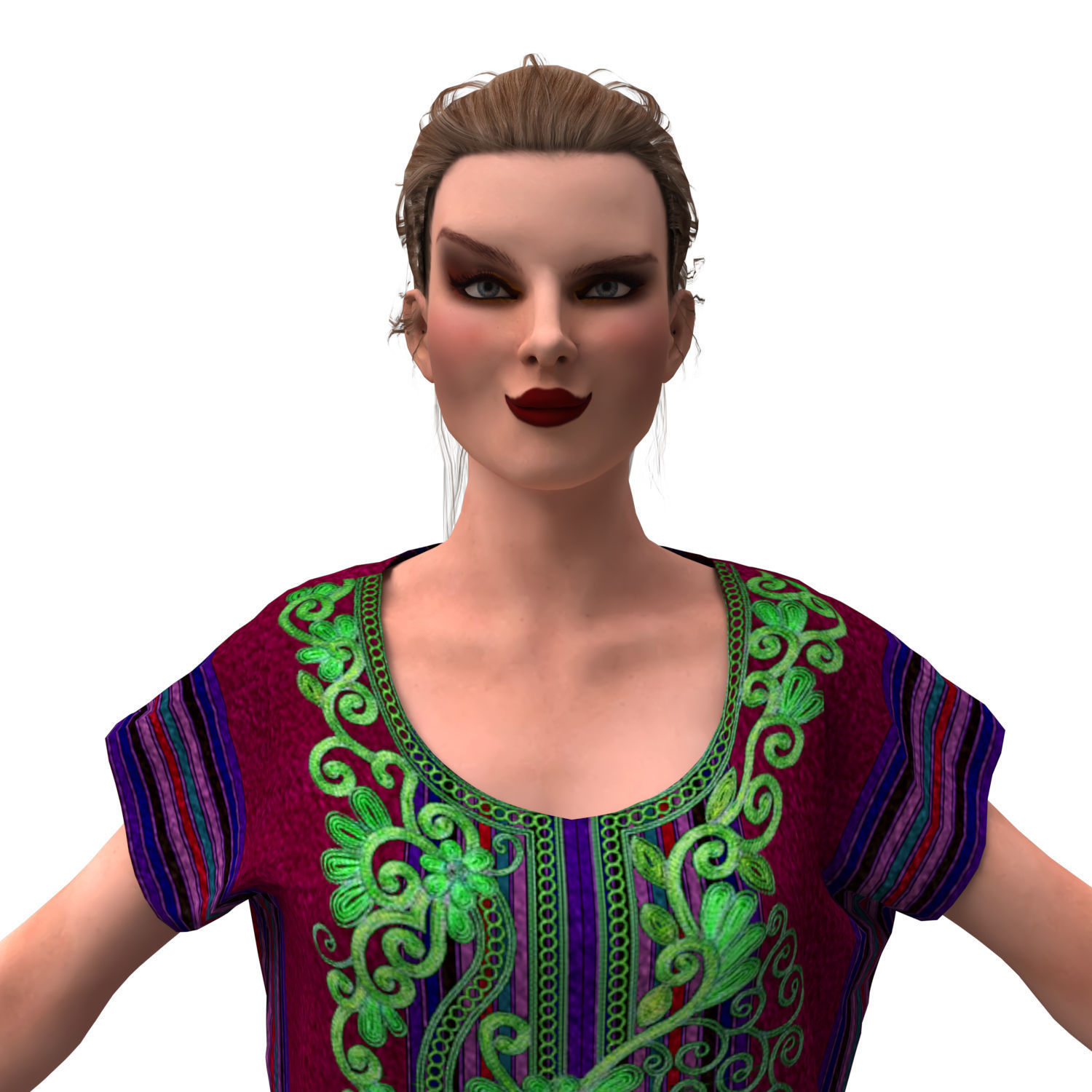 3d realistic female with clothing arabic faracha 3D model_9