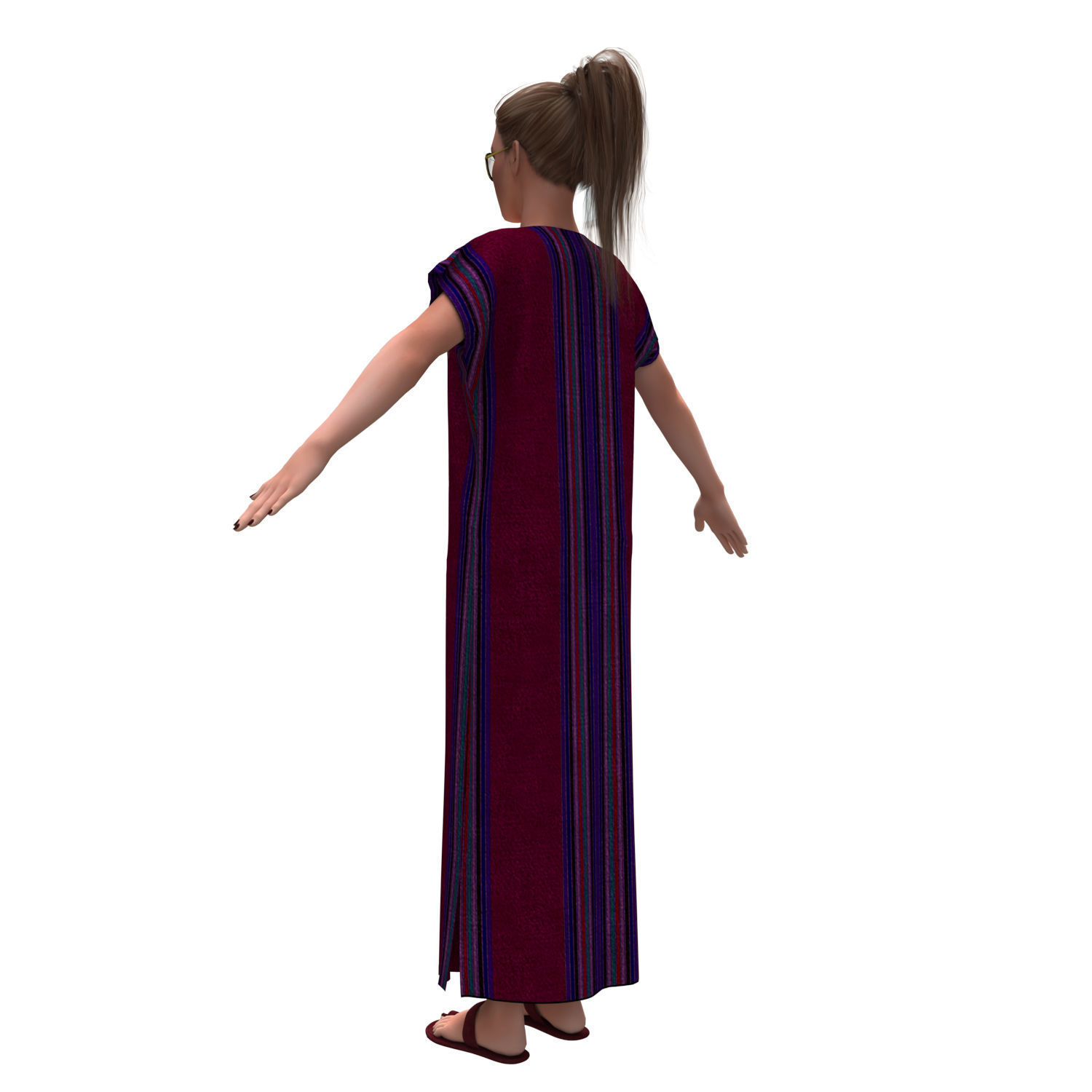 3d realistic female with clothing arabic faracha 3D model_8