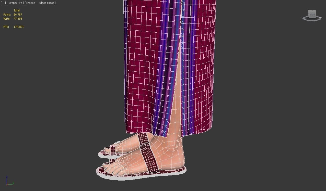 3d realistic female with clothing arabic faracha 3D model_19