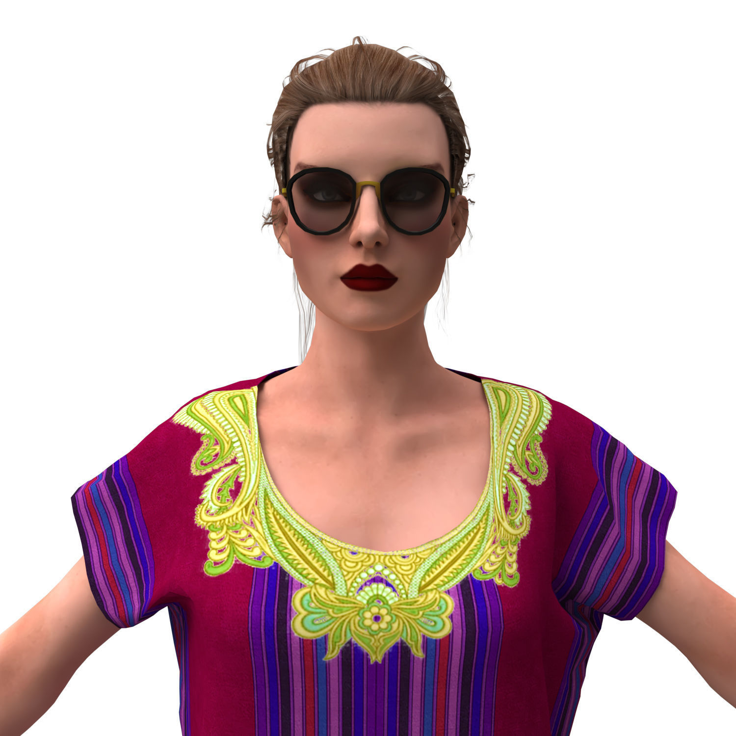 3d realistic female with clothing arabic faracha 3D model_10