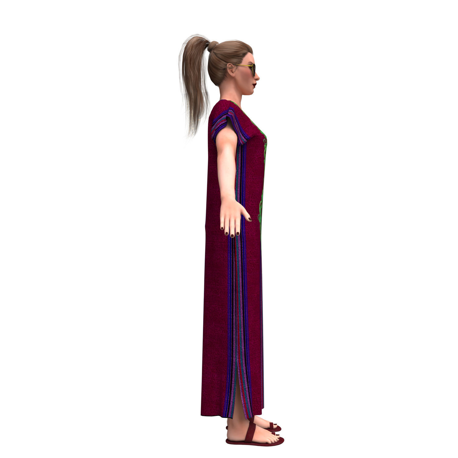 3d realistic female with clothing arabic faracha 3D model_12