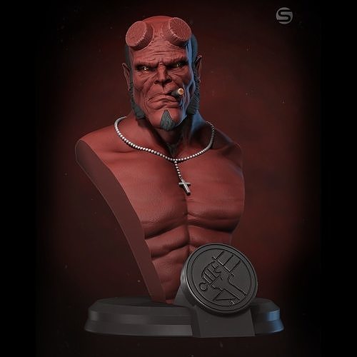 Hellboy bust miniature 3D print model