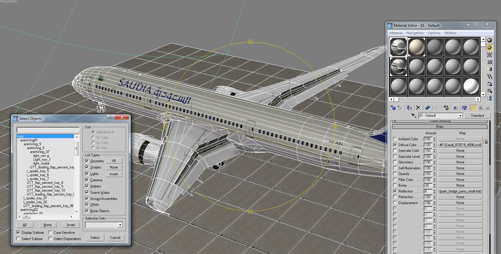 Boeing 787-9 Saudi Arabian Airlines livery Low-poly 3D model_11