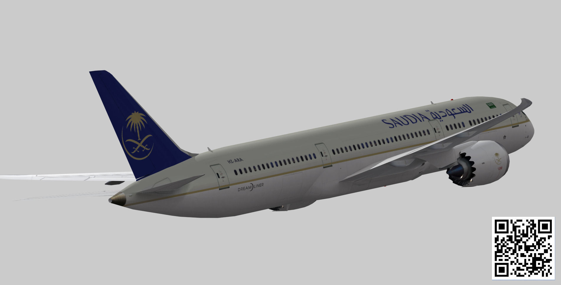 Boeing 787-9 Saudi Arabian Airlines livery Low-poly 3D model_8