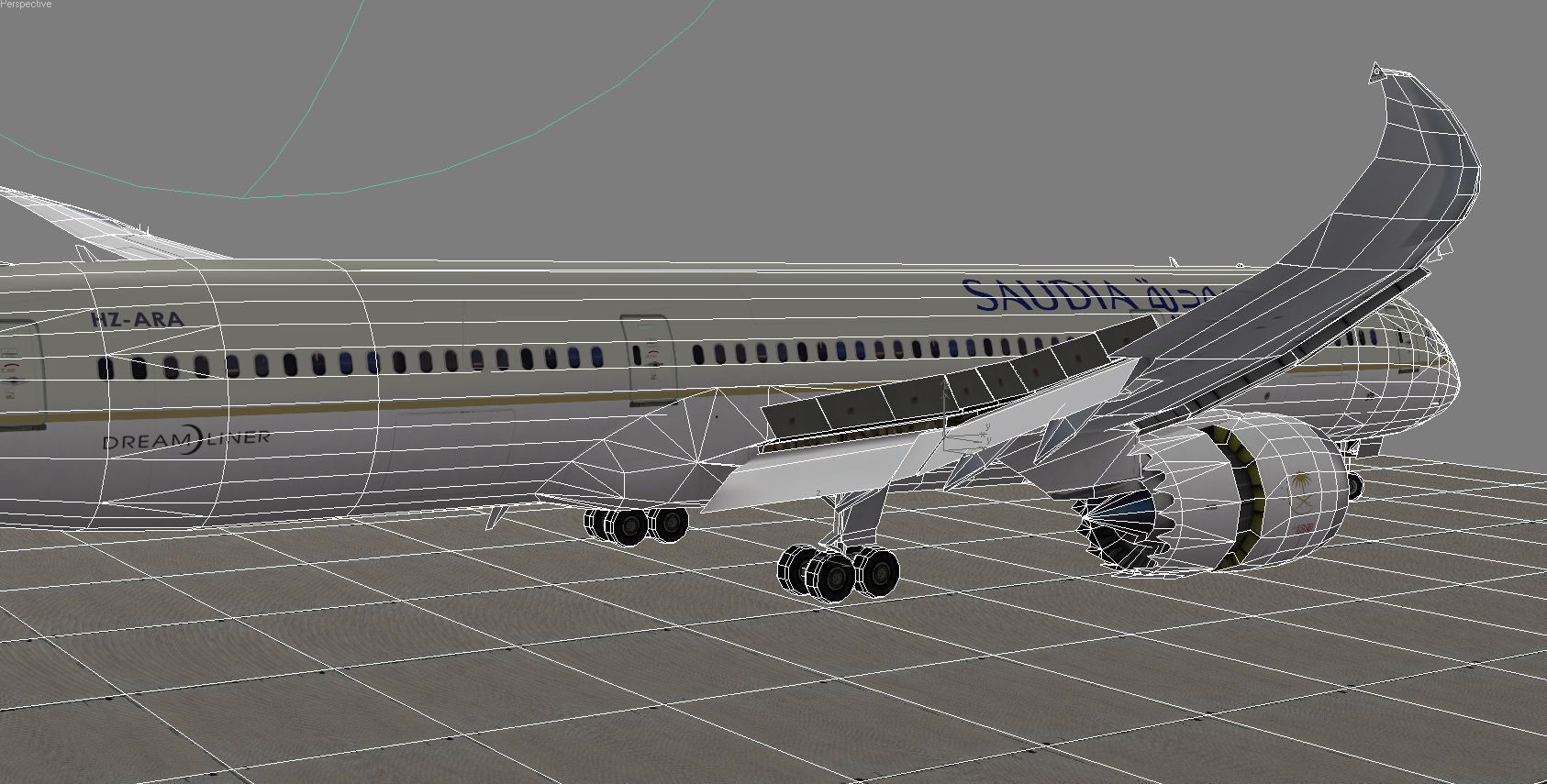 Boeing 787-9 Saudi Arabian Airlines livery Low-poly 3D model_13