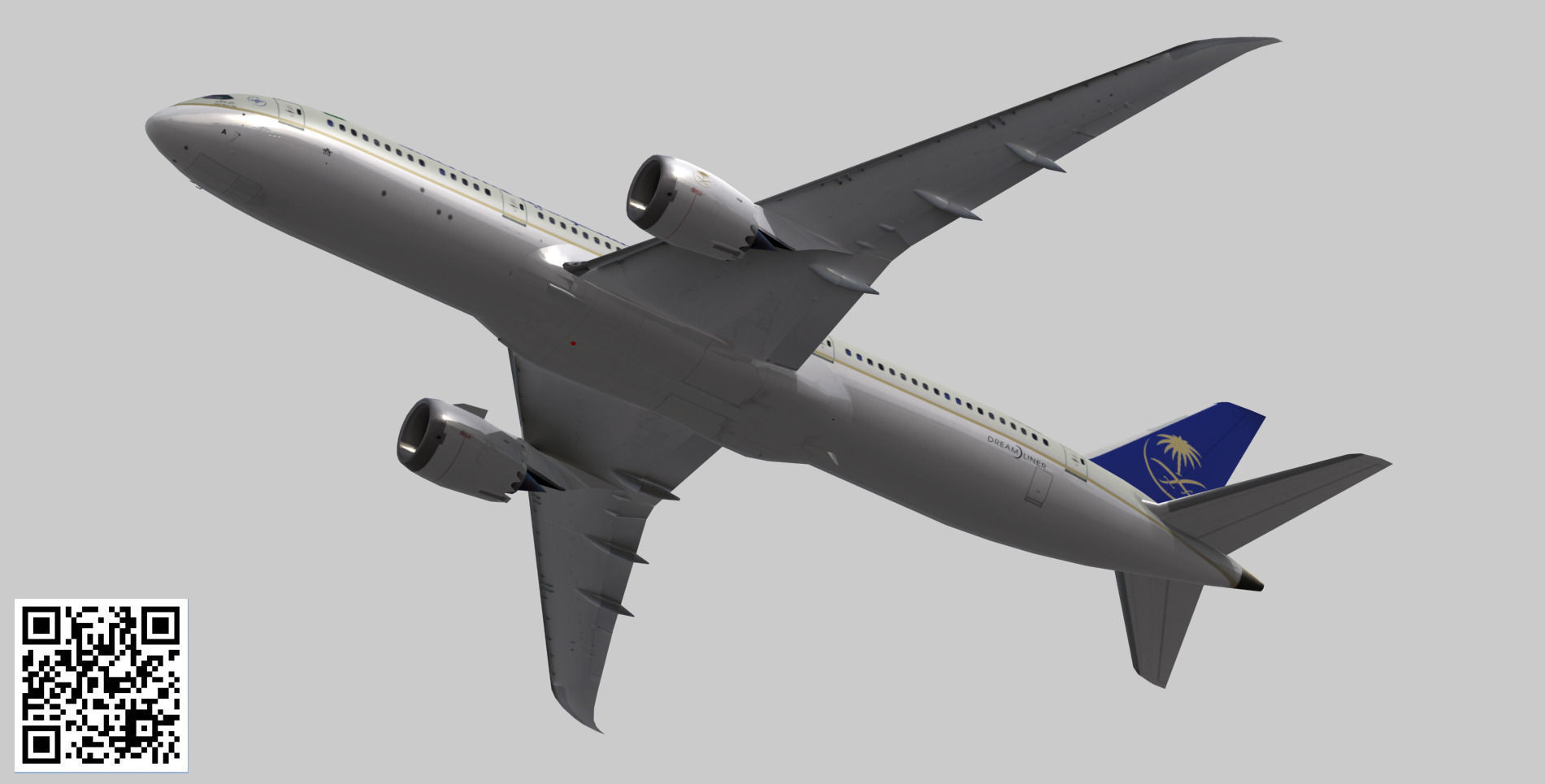 Boeing 787-9 Saudi Arabian Airlines livery Low-poly 3D model_2