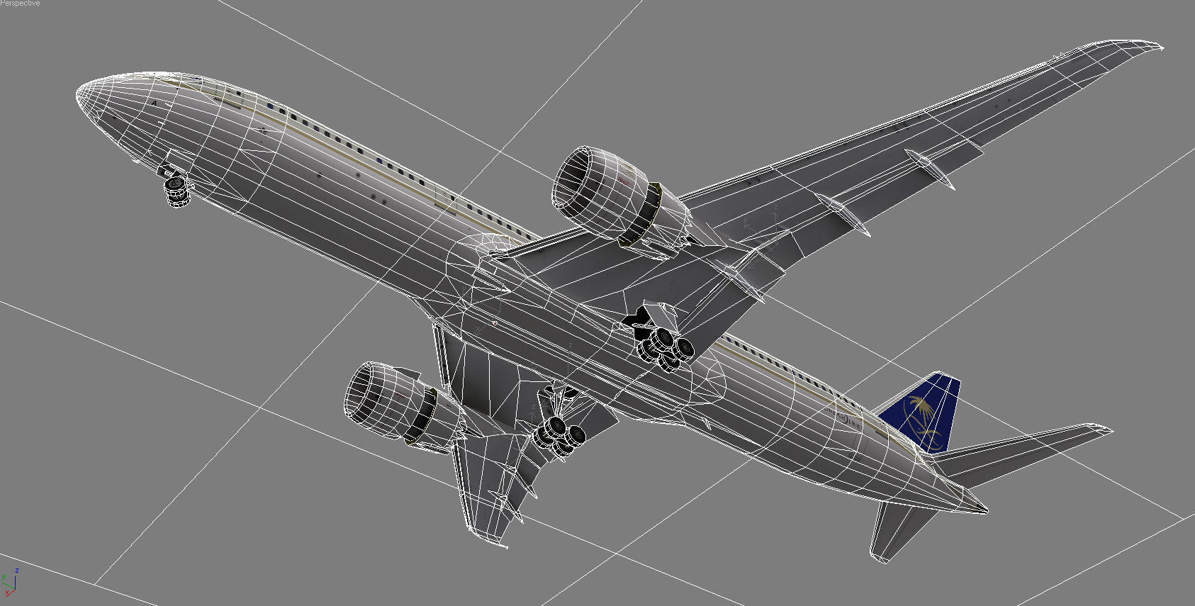 Boeing 787-9 Saudi Arabian Airlines livery Low-poly 3D model_12