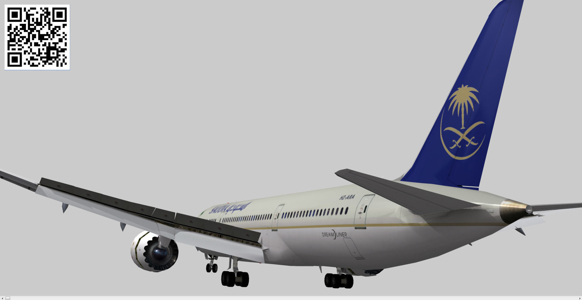 Boeing 787-9 Saudi Arabian Airlines livery Low-poly 3D model_1